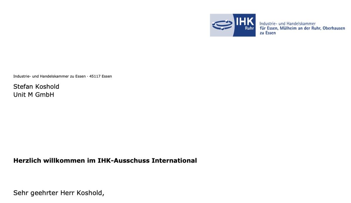 Ausschussberufung Stefan Koshold - IHK Internationalisierung