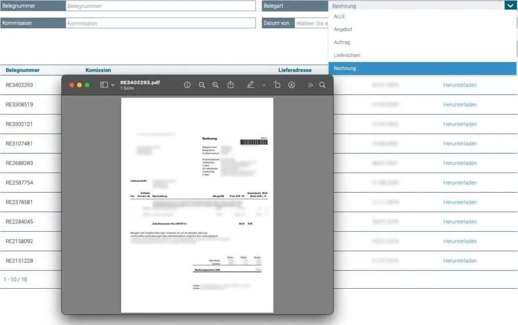 Belege im Stahlhandel im Detail