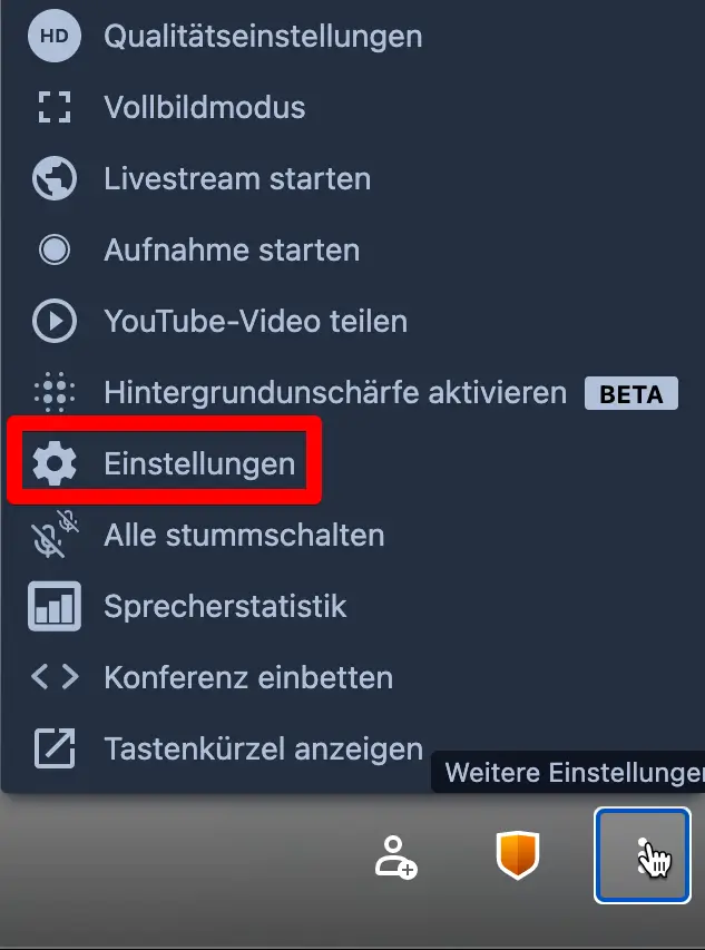 Jitsi einstellungen