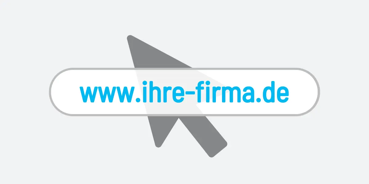 Suchfeld eines B2B Ersatzteilshops mit Platzhalter www.ihre-firma.de<br />
 und großem Cursor für Produktsuche.