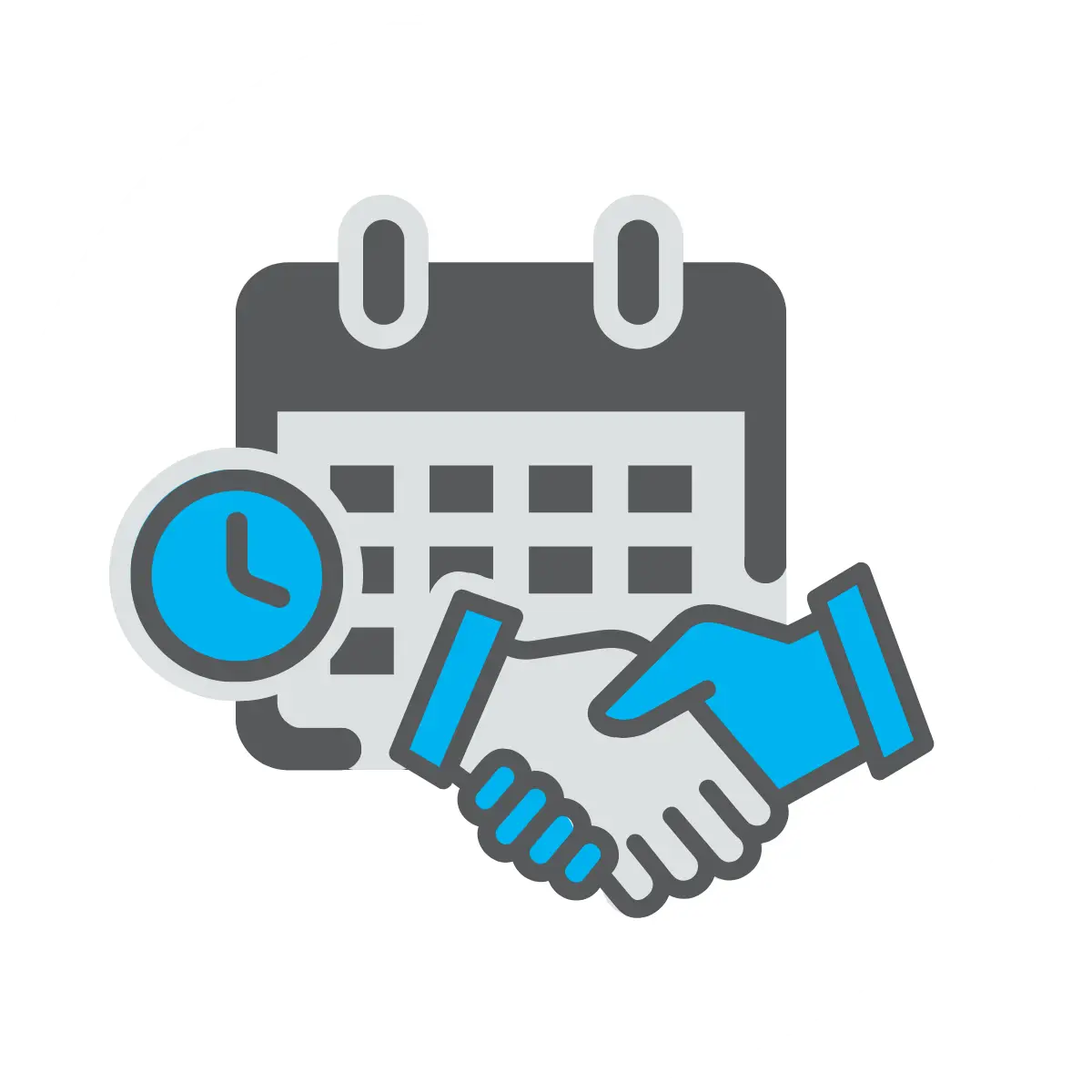 Kalender- und Handschlag-Icon als Symbol für die gemeinsame Planung und den flexiblen Start des REVYO BASECAMP.
