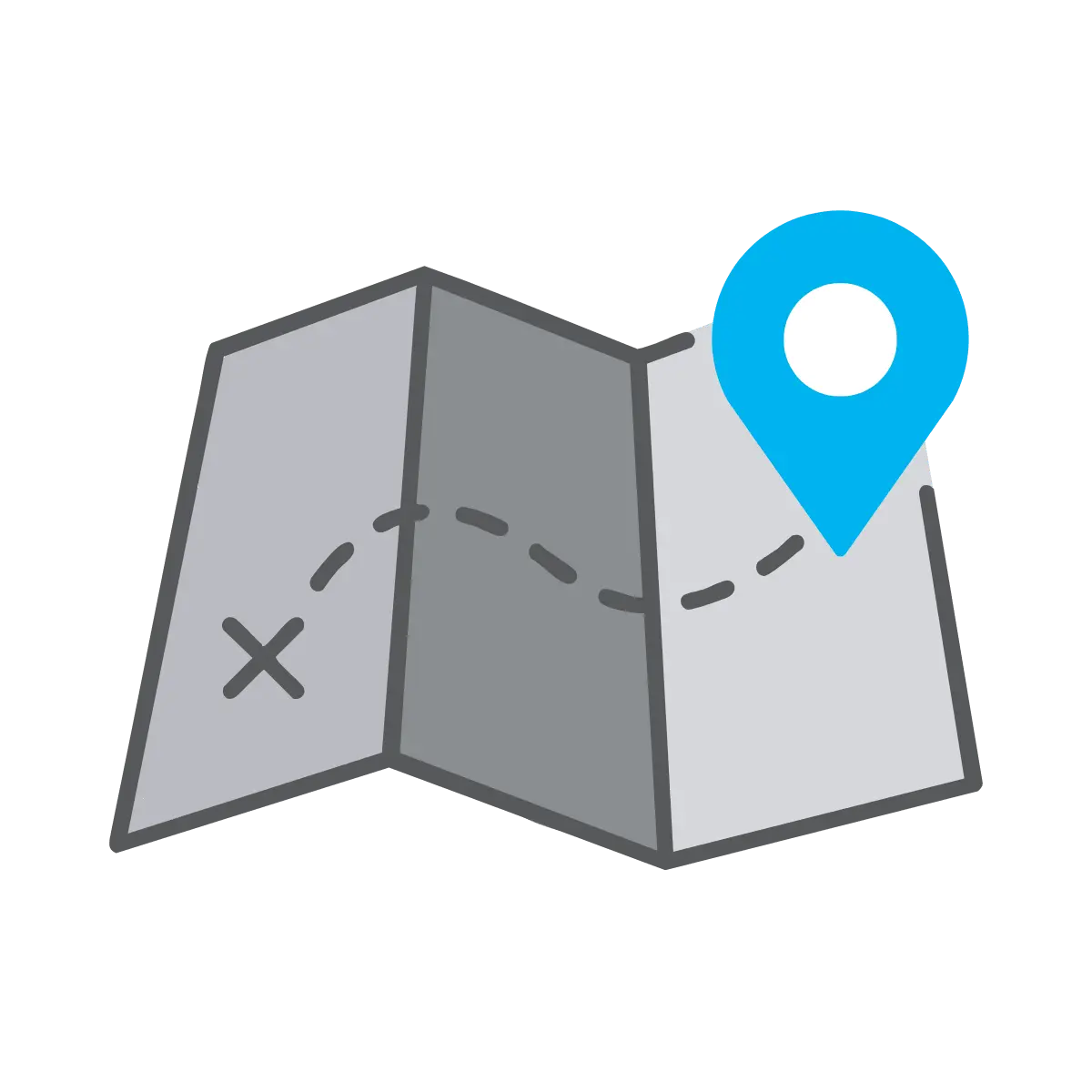 Illustration einer Landkarte mit Standortmarkierung als Symbol für Orientierung und strategische Planung im digitalen Vertrieb mit dem REVYO BASECAMP.