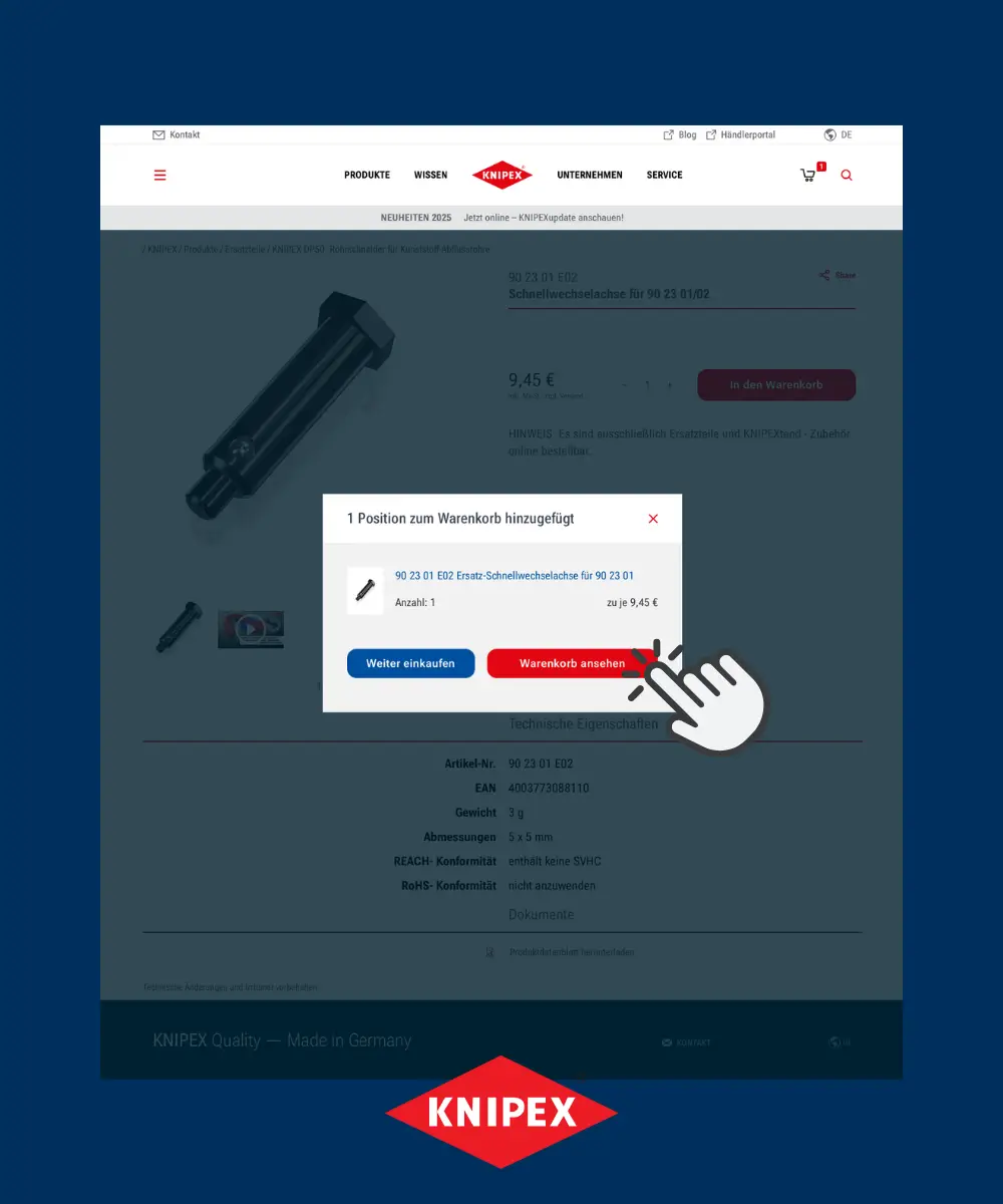 Warenkorb hinzufügen Funktion im Drupal B2B Händlerportal mit angebundenem Shopify Commerce Backend